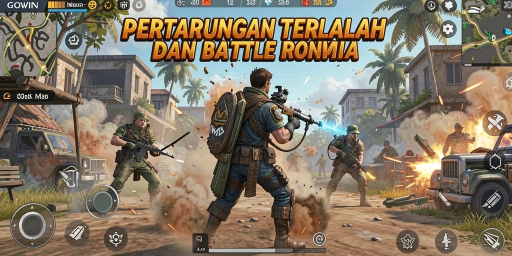 Tampilan gameplay menegangkan dari GOWIN dalam pertarungan Battle Royale.