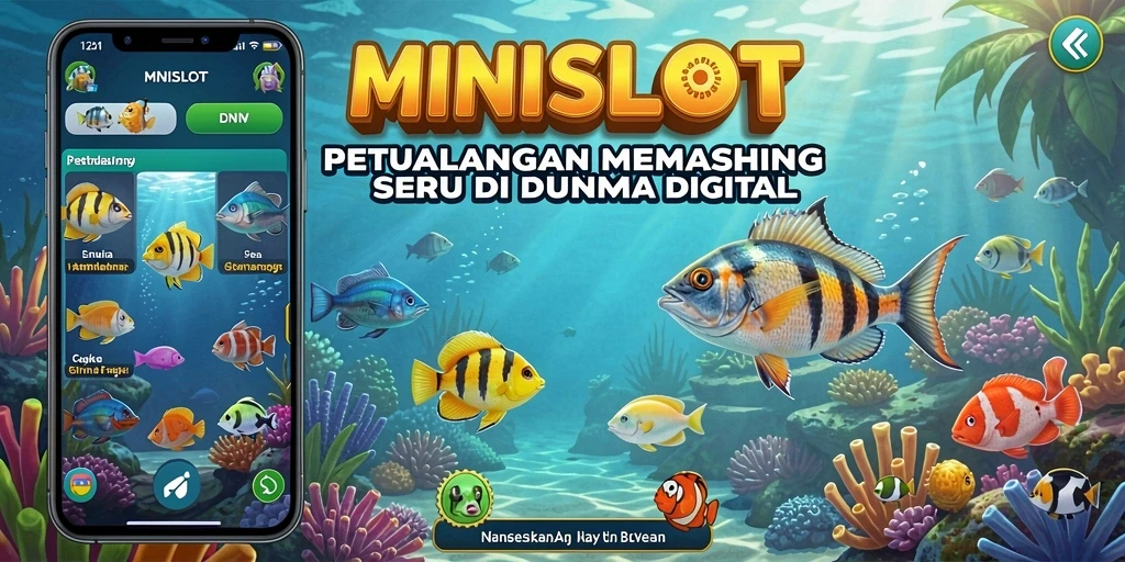 Tampilan seru gameplay memancing di MINISLOT dengan ikan beragam.
