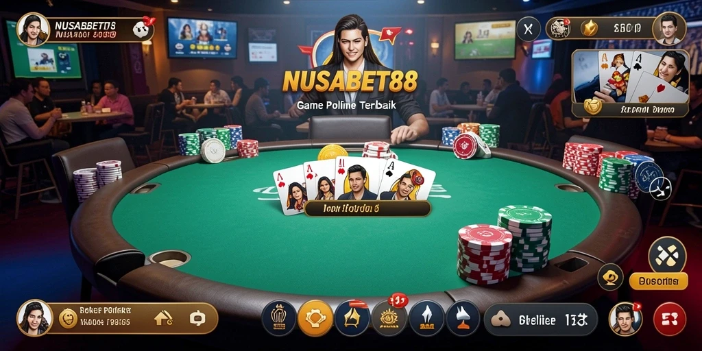 Screenshot gameplay NUSABET88 yang menampilkan suasana permainan Poker yang seru.