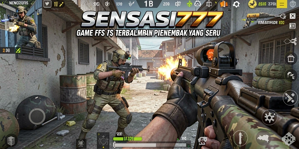 Tangkapan layar gameplay SENSASI777 dengan aksi tembak-menembak yang intens.